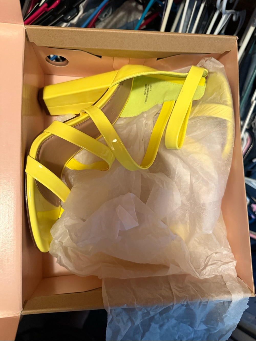 Charlotte Russe Neon Yellow Strappy Block Heel Sandals
